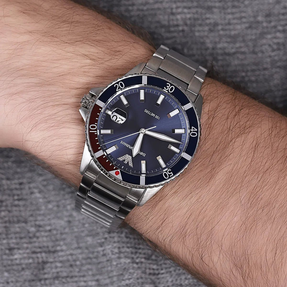 Emporio Armani Sea Explorer Blue Dial Stainless Steel Men's 100M Watch | Emporio Armani AR11339 - VERSE -