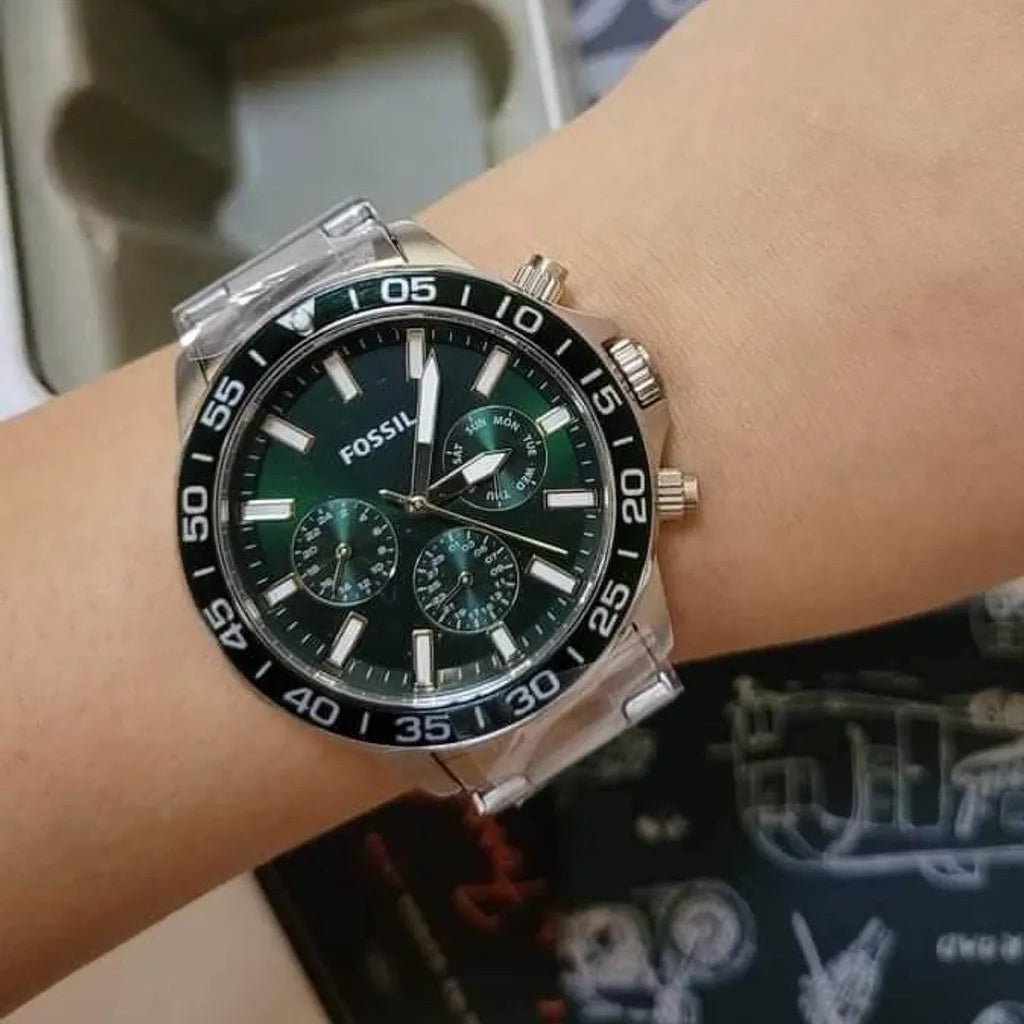 Fossil Bannon Multifunction Green Dial Stainless Steel Men's Watch | Fossil BQ2492 - VERSE -