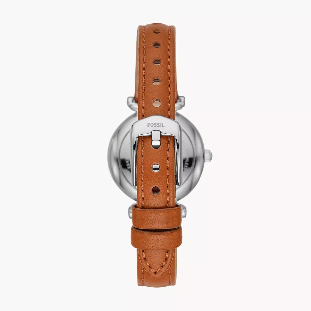 Fossil Carlie Mini Blue Mother-of-Pearl Dial Tan Leather Women's Watch | Fossil ES4701 - VERSE -