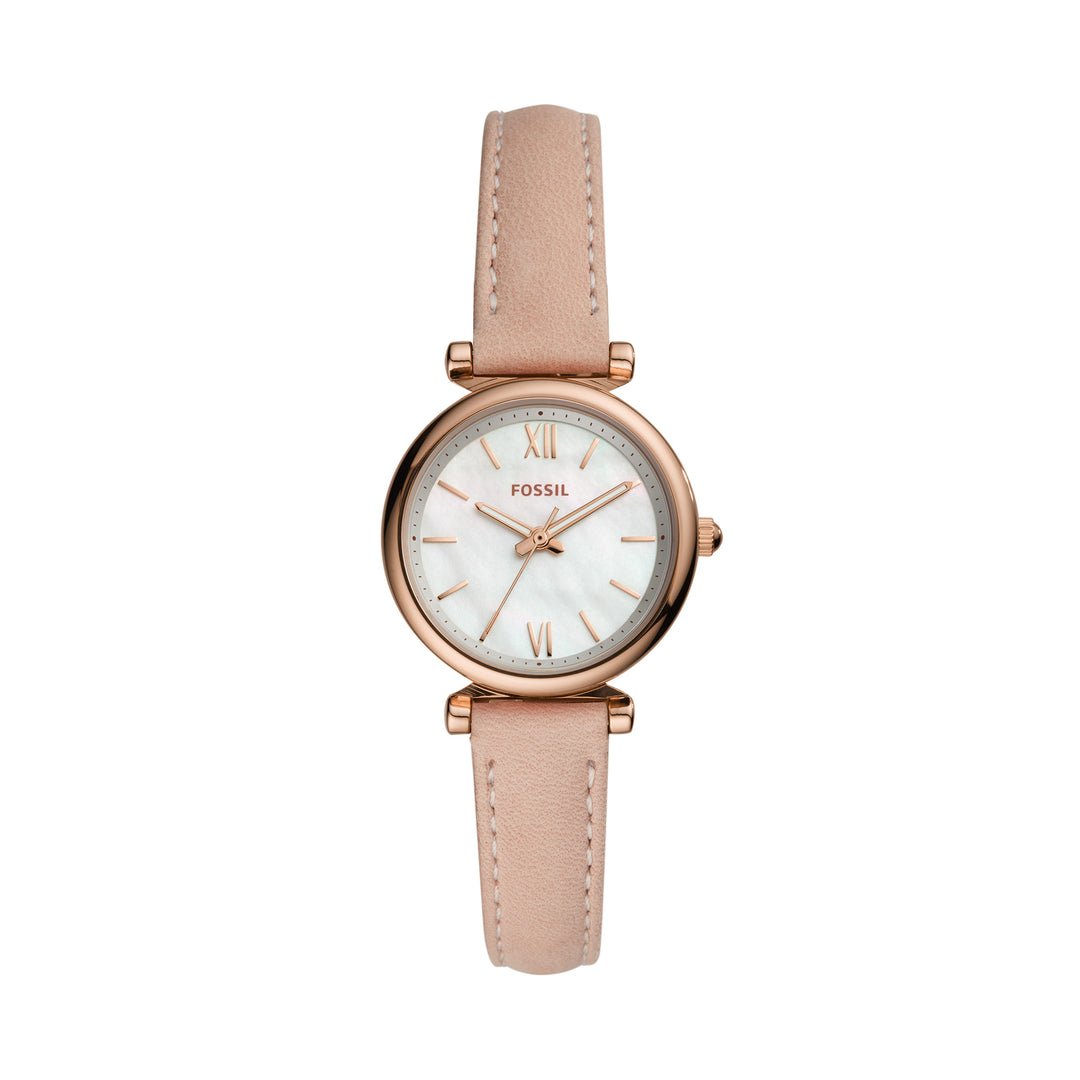 Fossil Carlie Mini White Mother-of-Pearl Dial Blush Pink Leather Women's Watch | Fossil ES4699 - VERSE -