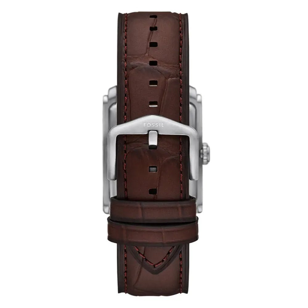 Fossil Carraway FS6012 Cream Dial Dark Brown Leather Men's Tank Watch | Fossil FS6012 - VERSE -