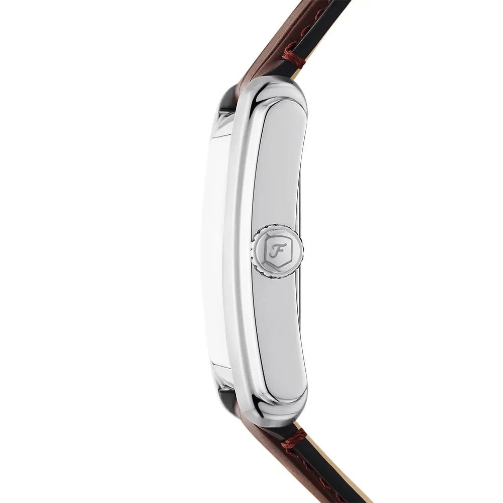 Fossil Carraway FS6012 Cream Dial Dark Brown Leather Men's Tank Watch | Fossil FS6012 - VERSE -