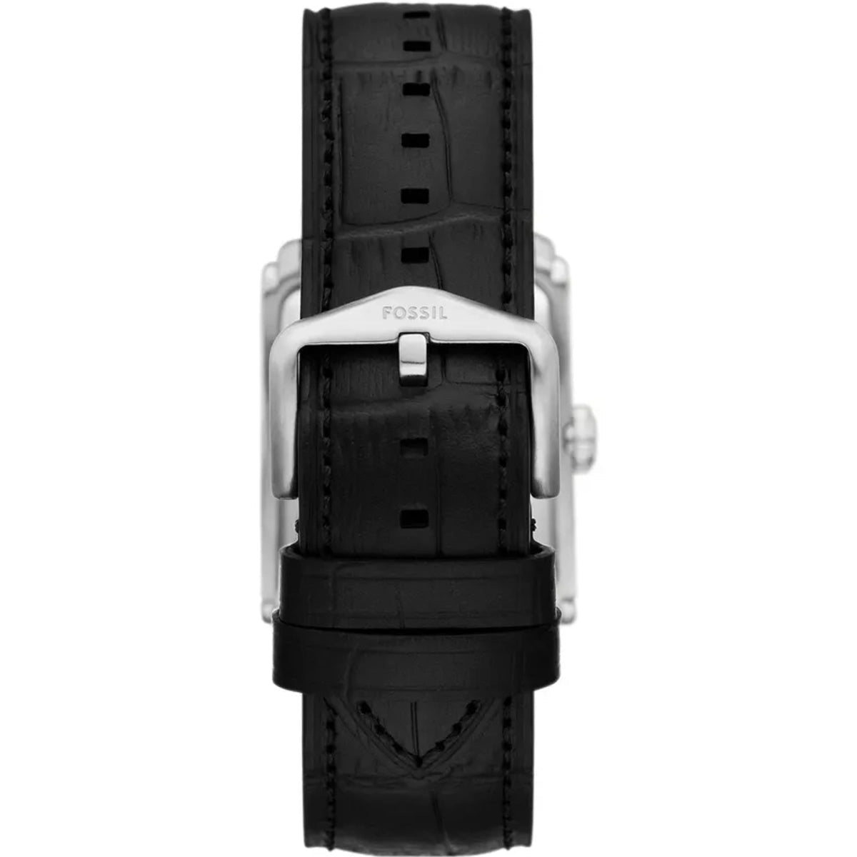 Fossil Carraway Silver Dial Black Leather Men's Tank Watch | Fossil FS6078 - VERSE -