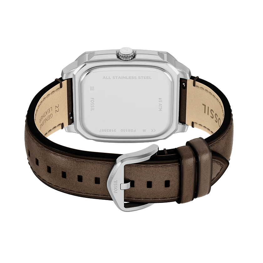 Fossil Crosby Three-Hand Date Satin Green Dial Brown Leather Men's Watch | Fossil FS6150 - VERSE -