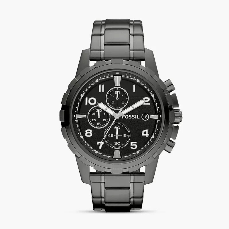 Fossil Dean Chronograph Black Dial Smoke Grey Stainless Steel Men's Watch | Fossil FS4721 - VERSE -