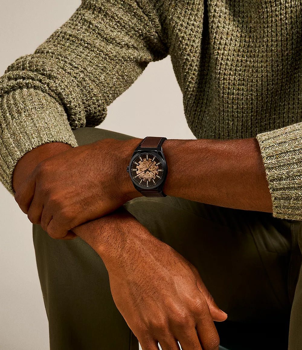 Fossil Everett Automatic Dark Brown Leather Men’s Watch | Fossil ME3207 - VERSE - 