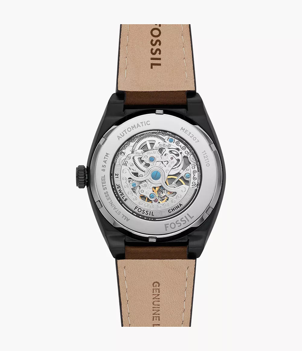 Fossil Everett Automatic Dark Brown Leather Men’s Watch | Fossil ME3207 - VERSE - 