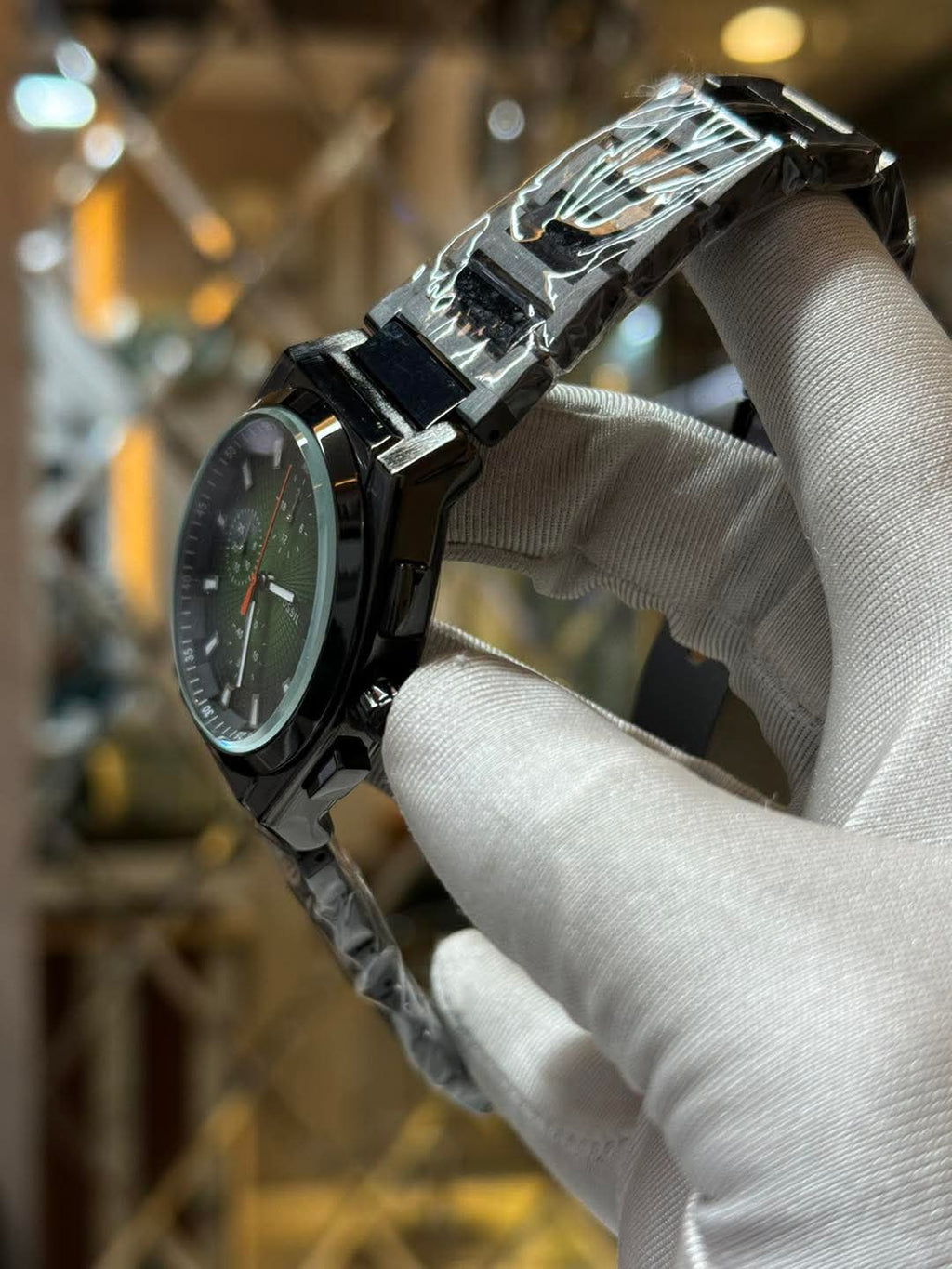Fossil Everett Chronograph | Black Chain Green Dial - ( Double A ) - VERSE - 