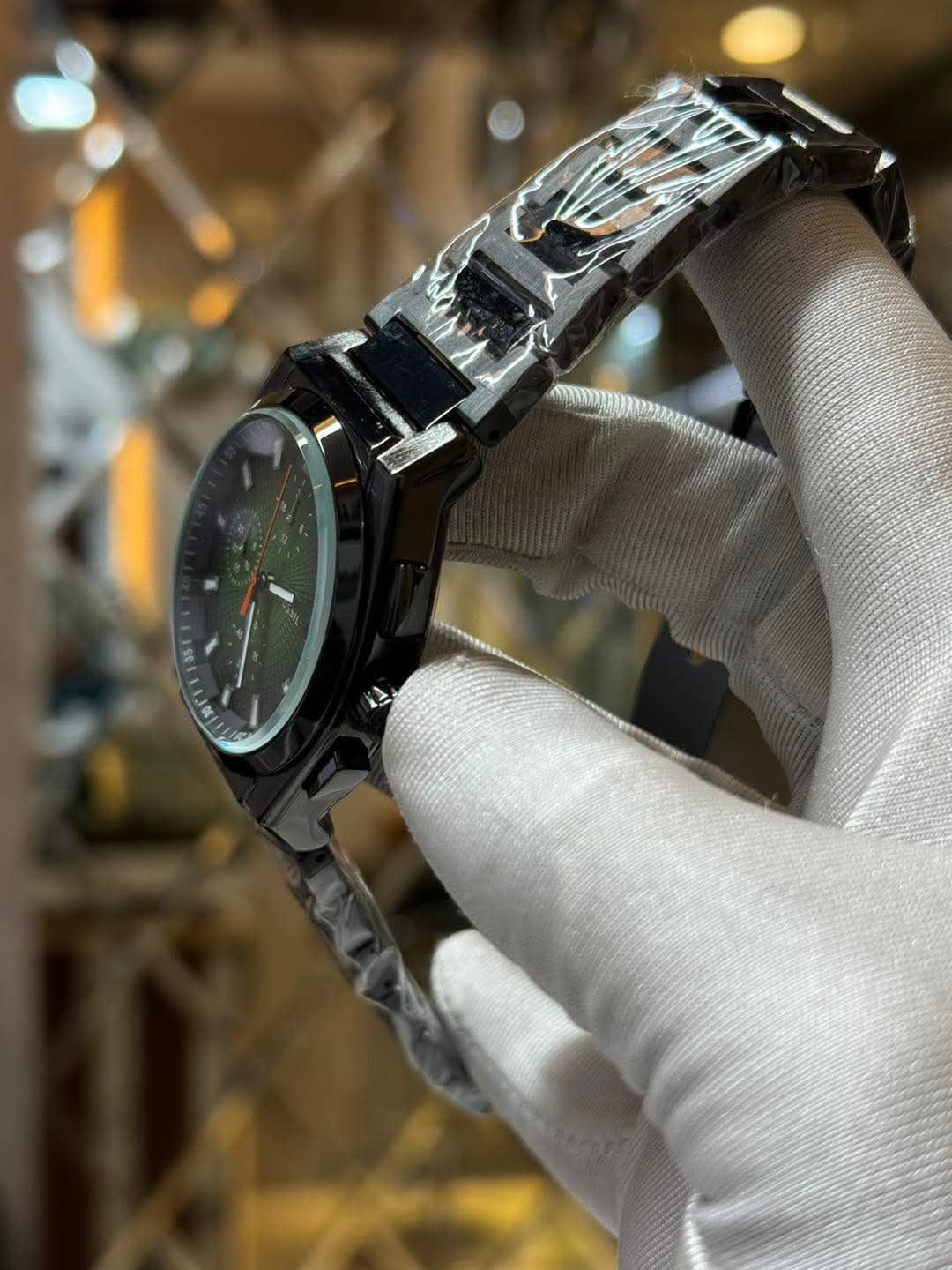Fossil Everett Chronograph | Black Chain Green Dial - ( Double A ) - VERSE - 