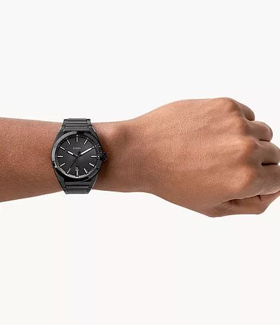 Fossil Everett Three - Hand Date Black Stainless Steel Men’s Watch | Fossil FS5824 - VERSE - 