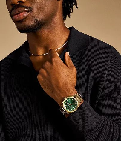Fossil Everett Three - Hand Date Gold - Tone Stainless Steel Men’s Watch | Fossil FS6090 - VERSE - 