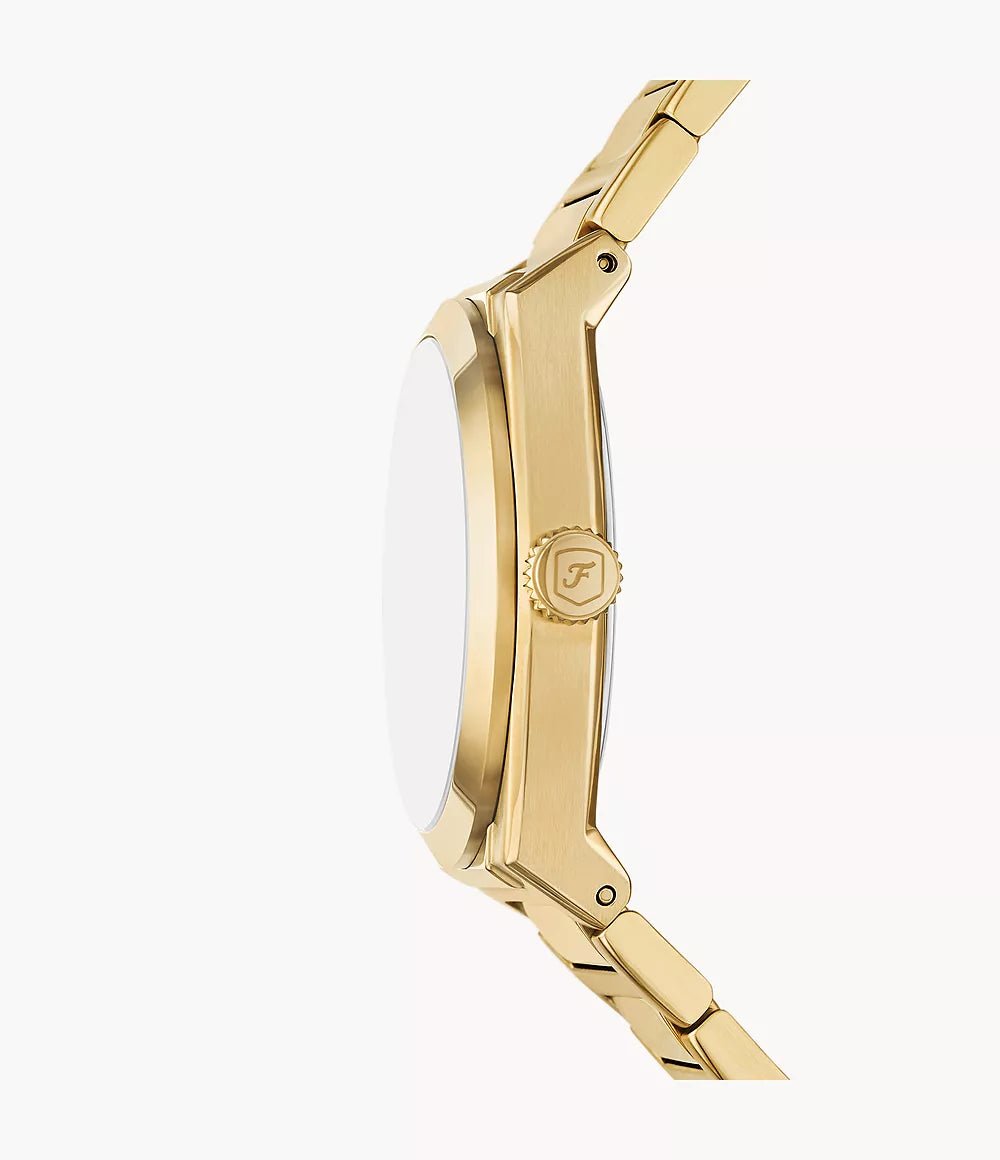 Fossil Everett Three - Hand Date Gold - Tone Stainless Steel Men’s Watch | Fossil FS6090 - VERSE - 
