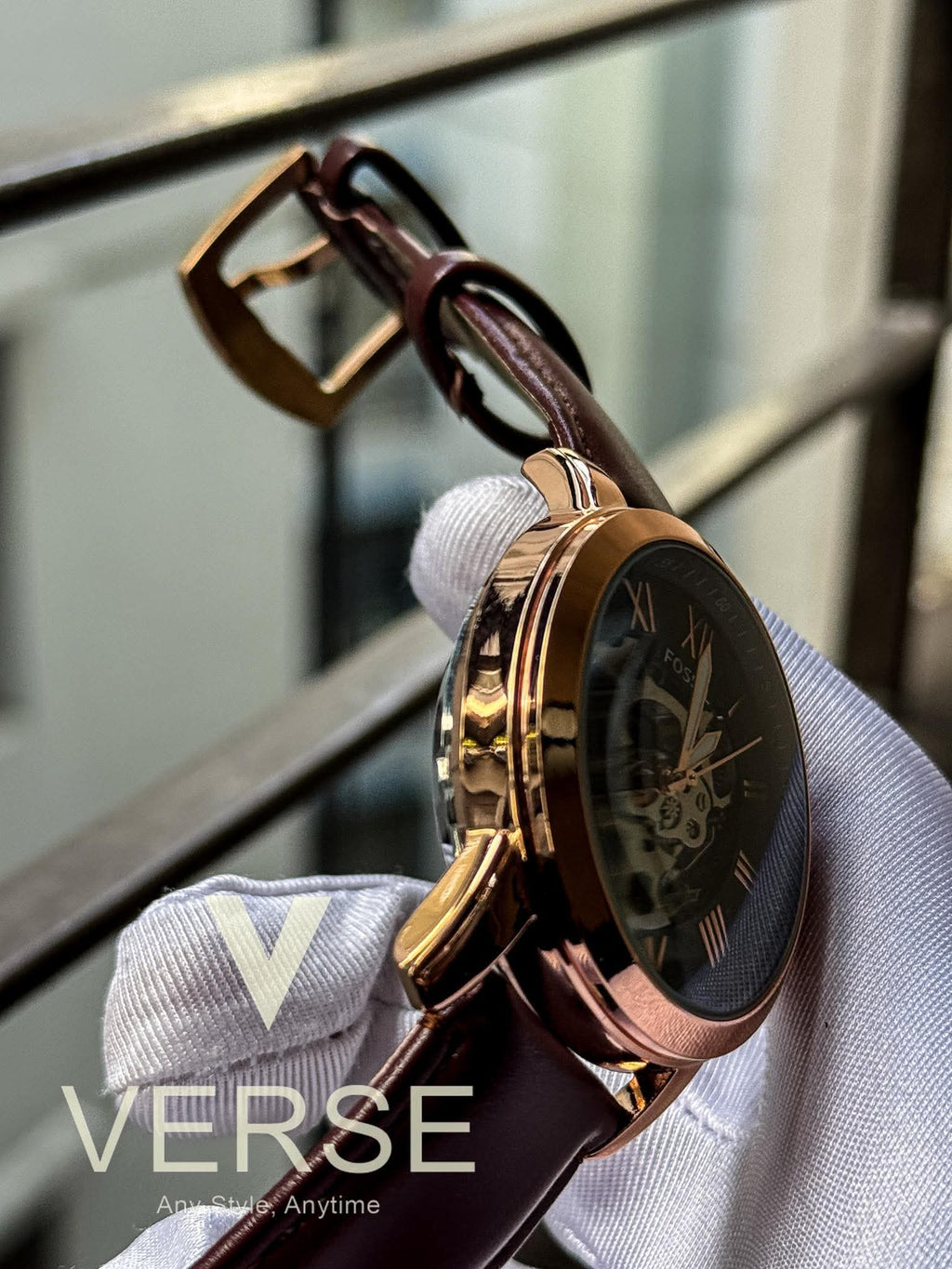 Fossil Grant Automatic | Brown Leather Rose Gold Tone - ( Double A ) - VERSE -