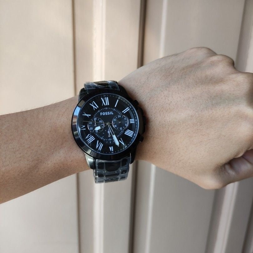 Fossil Grant Chronograph Black Stainless Steel Men's Watch | Fossil FS4832 - VERSE -