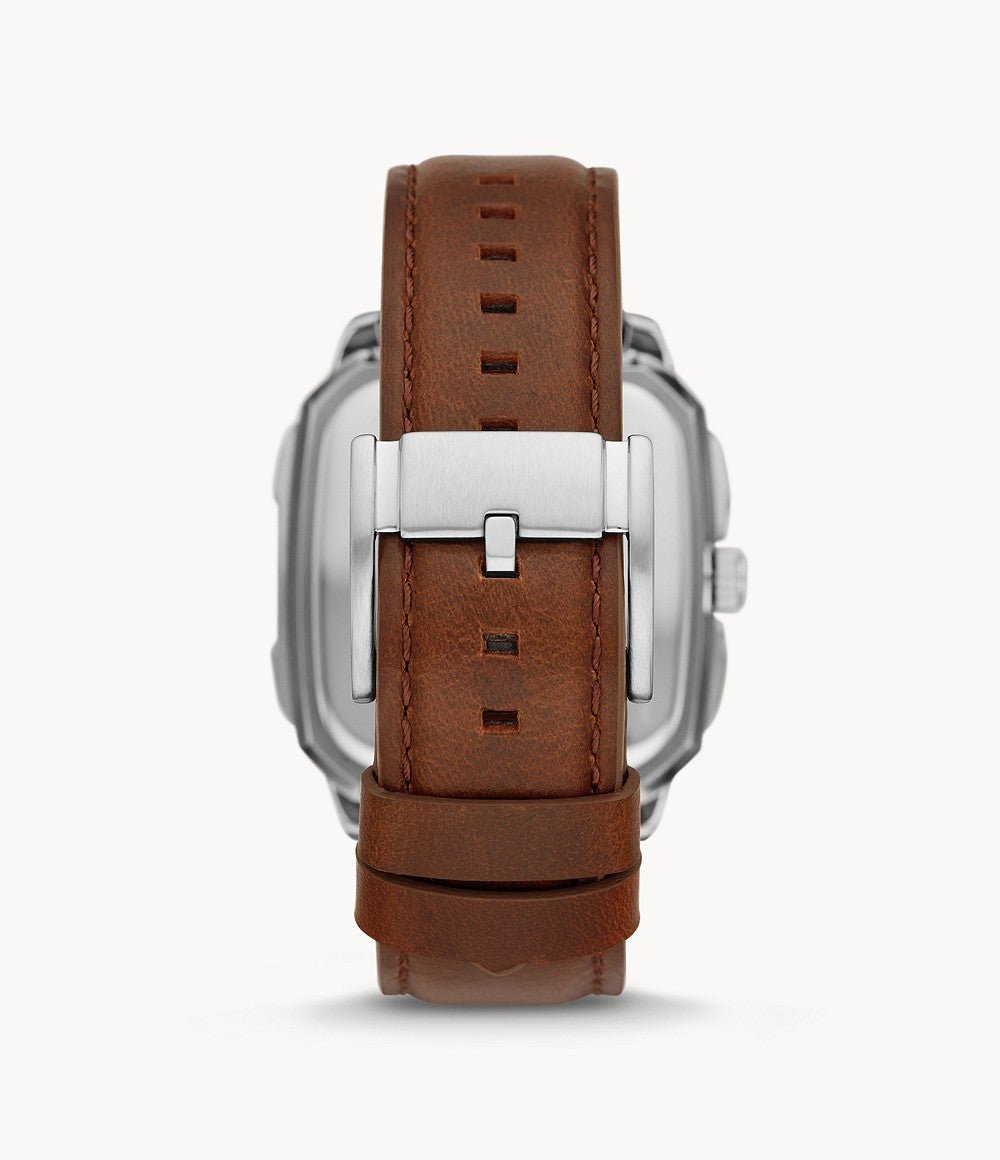 Fossil Inscription Automatic Blue Smoke Skeleton Dial Brown Leather Men's Watch | Fossil BQ2571 - VERSE -