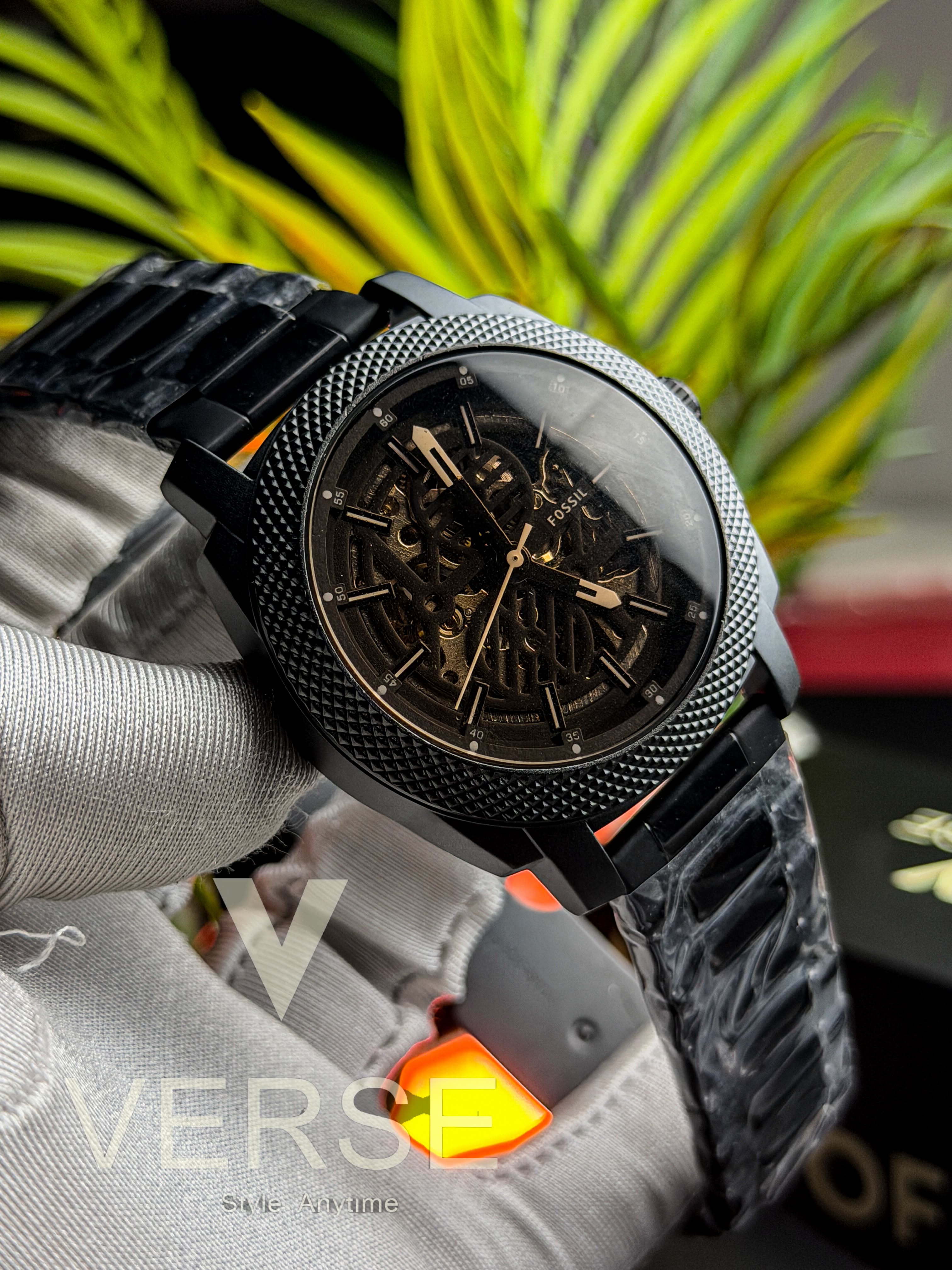 Fossil Machine Automatic | Black Chain Brown Tinted Black Dial - ( Double A ) - VERSE -