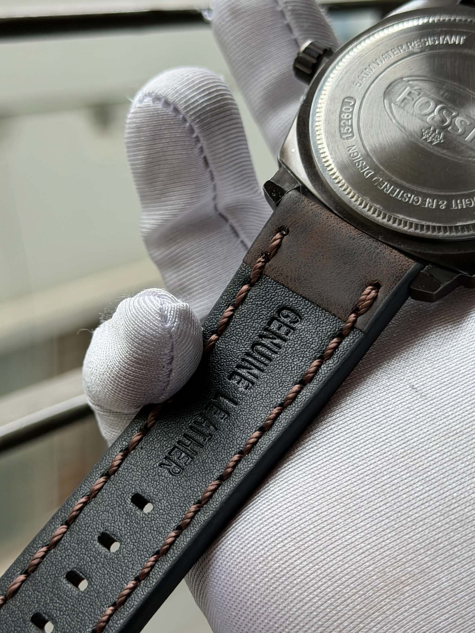 Fossil Machine Quartz Three-Hand Day-Date | Black Dial Brown Leather - ( Double A ) - VERSE -