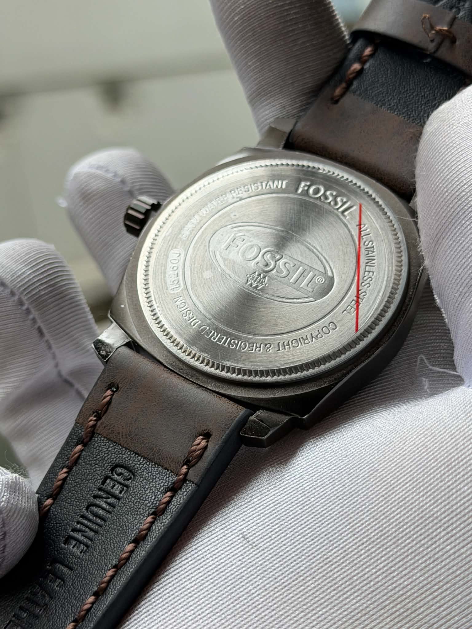 Fossil Machine Quartz Three-Hand Day-Date | Black Dial Brown Leather - ( Double A ) - VERSE -