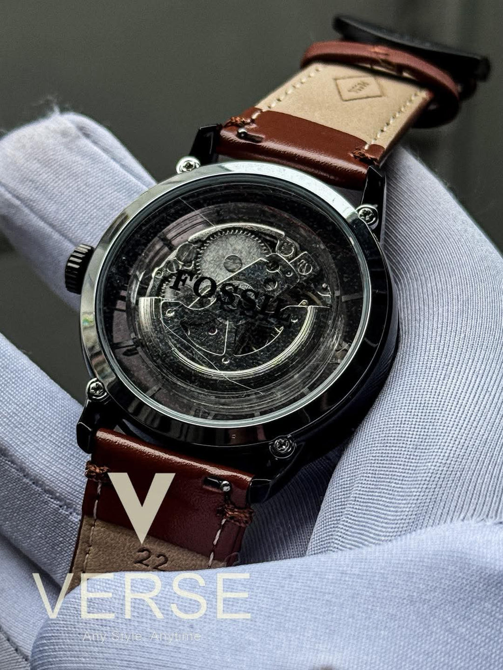 Fossil Townsman Automatic | Espresso Brown Leather Black Case - ( Double A ) - VERSE - 