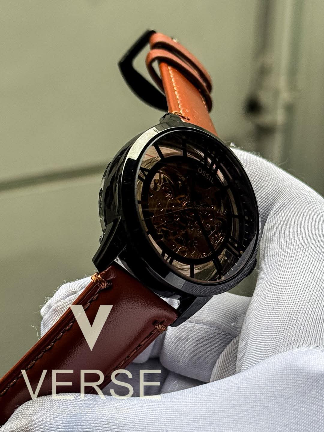 Fossil Townsman Automatic | Tan Brown Leather Black Case - ( Double A ) - VERSE -