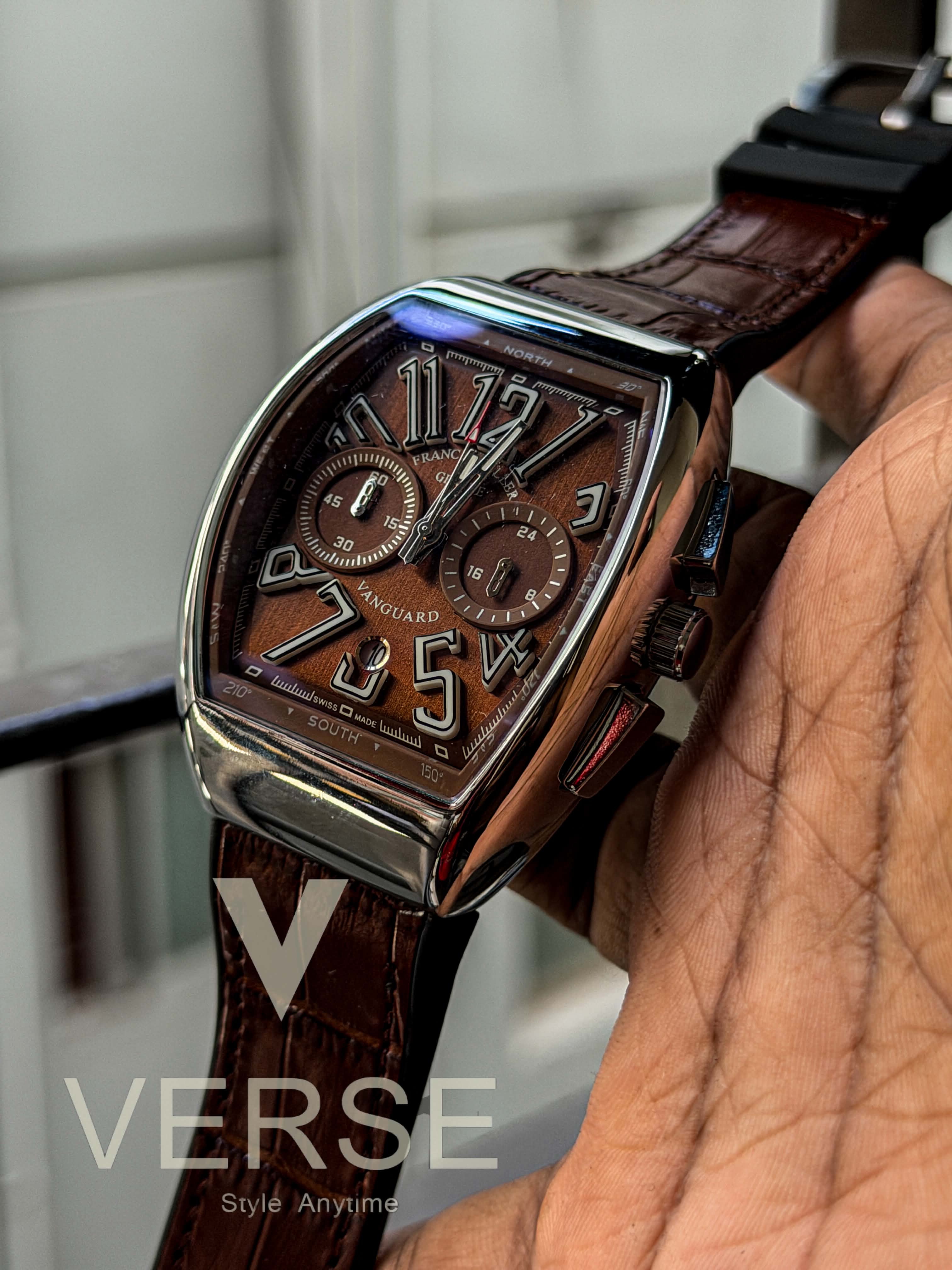 Franck Muller Vanguard Casablanca Chronograph | Sahara Brown Dial Brown Leather - ( Double A ) - VERSE -