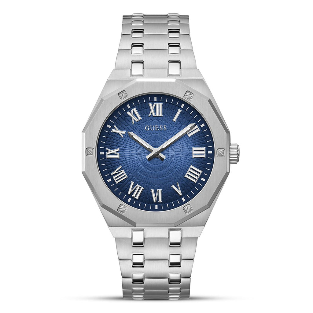 Guess Asset Octagonal Blue Dial Stainless Steel Men's Quartz Watch | GW0575G4 - VERSE - 