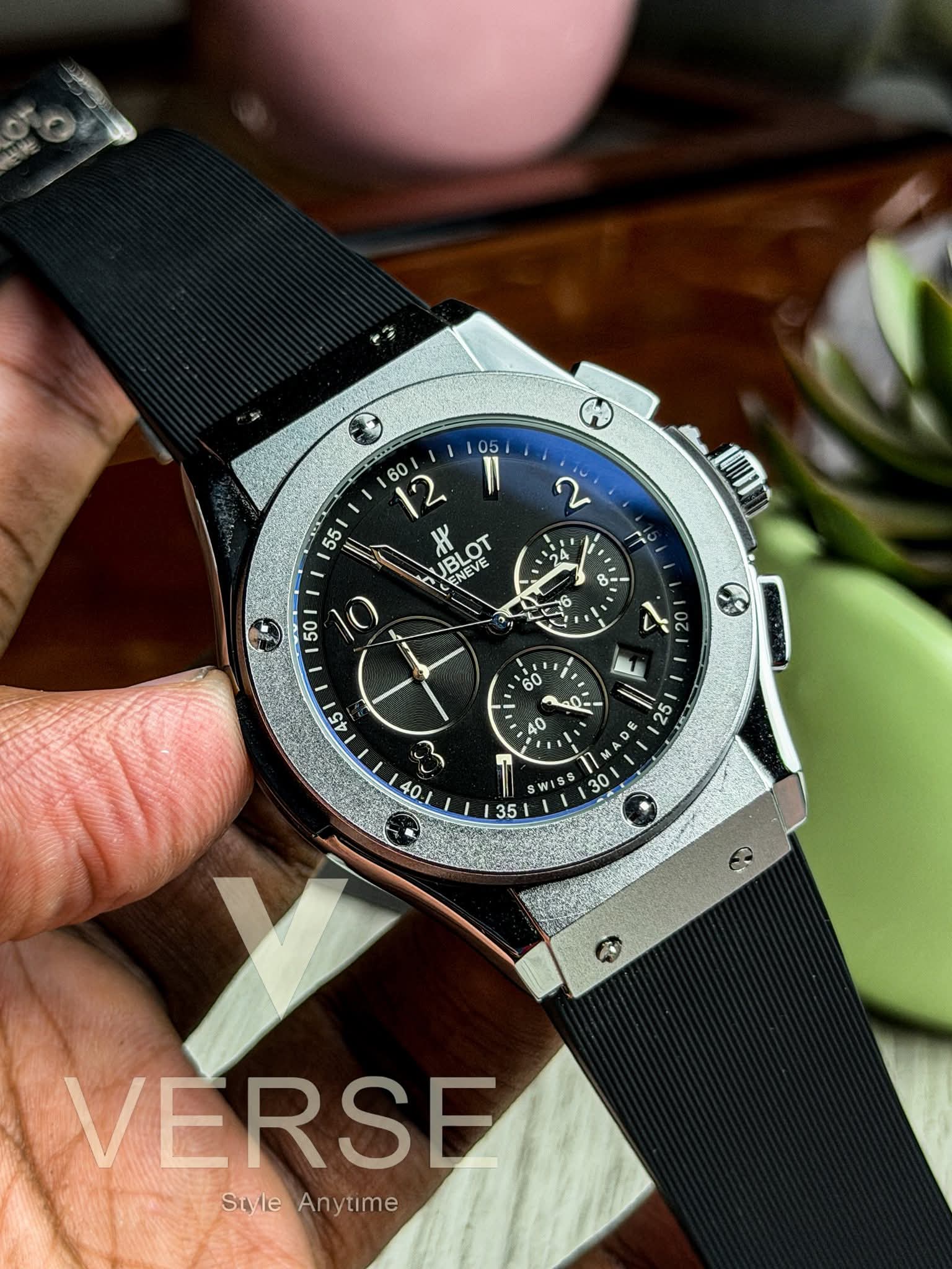 Hublot Big Bang Chronograph | Black Dial Black Silicone Strap - ( Double A ) - VERSE -