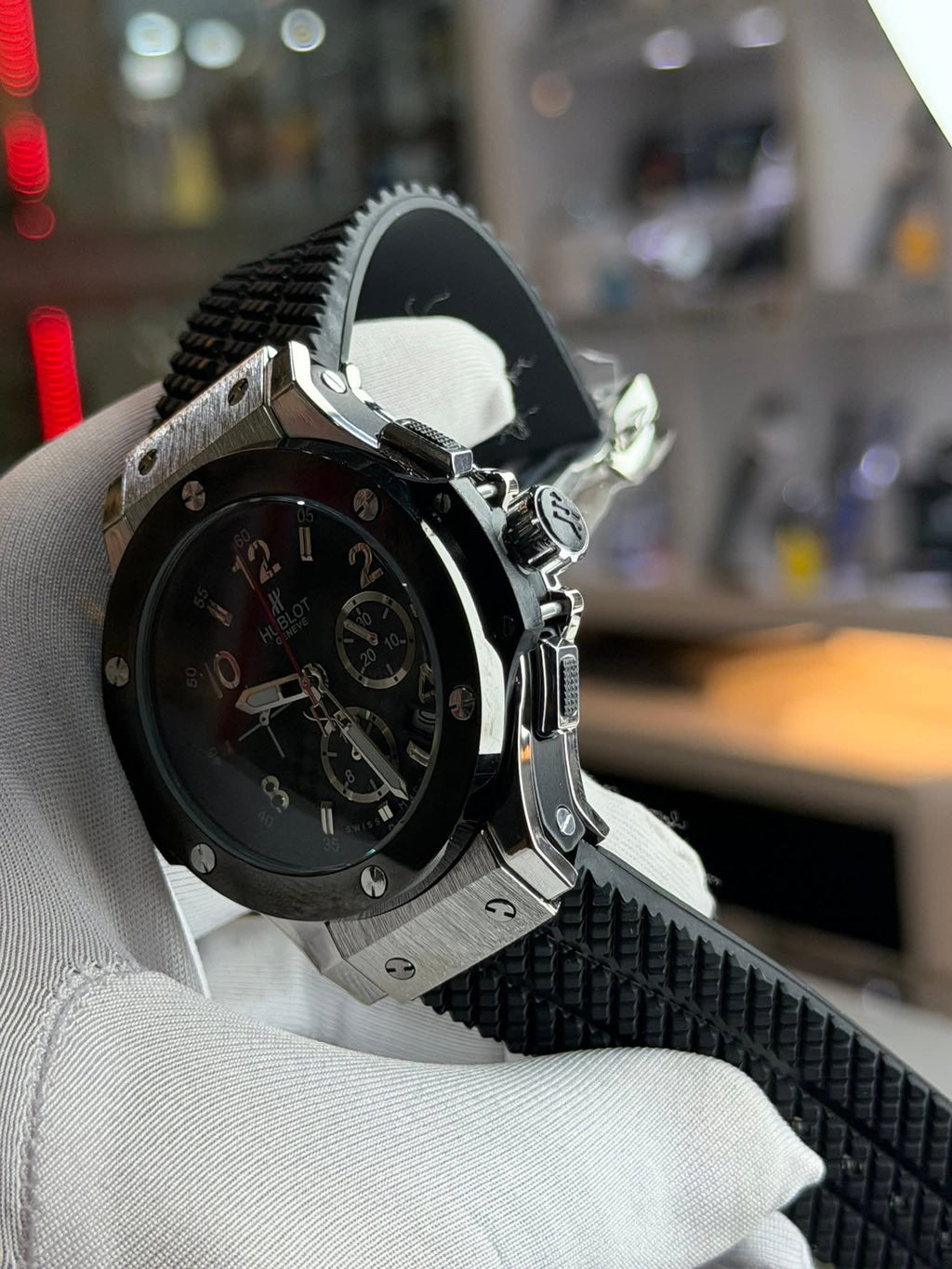 Hublot Big Bang "Tuiga 1909" Chronograph | Carbon Black Dial Black Silicone Strap - ( Double A ) - VERSE - 
