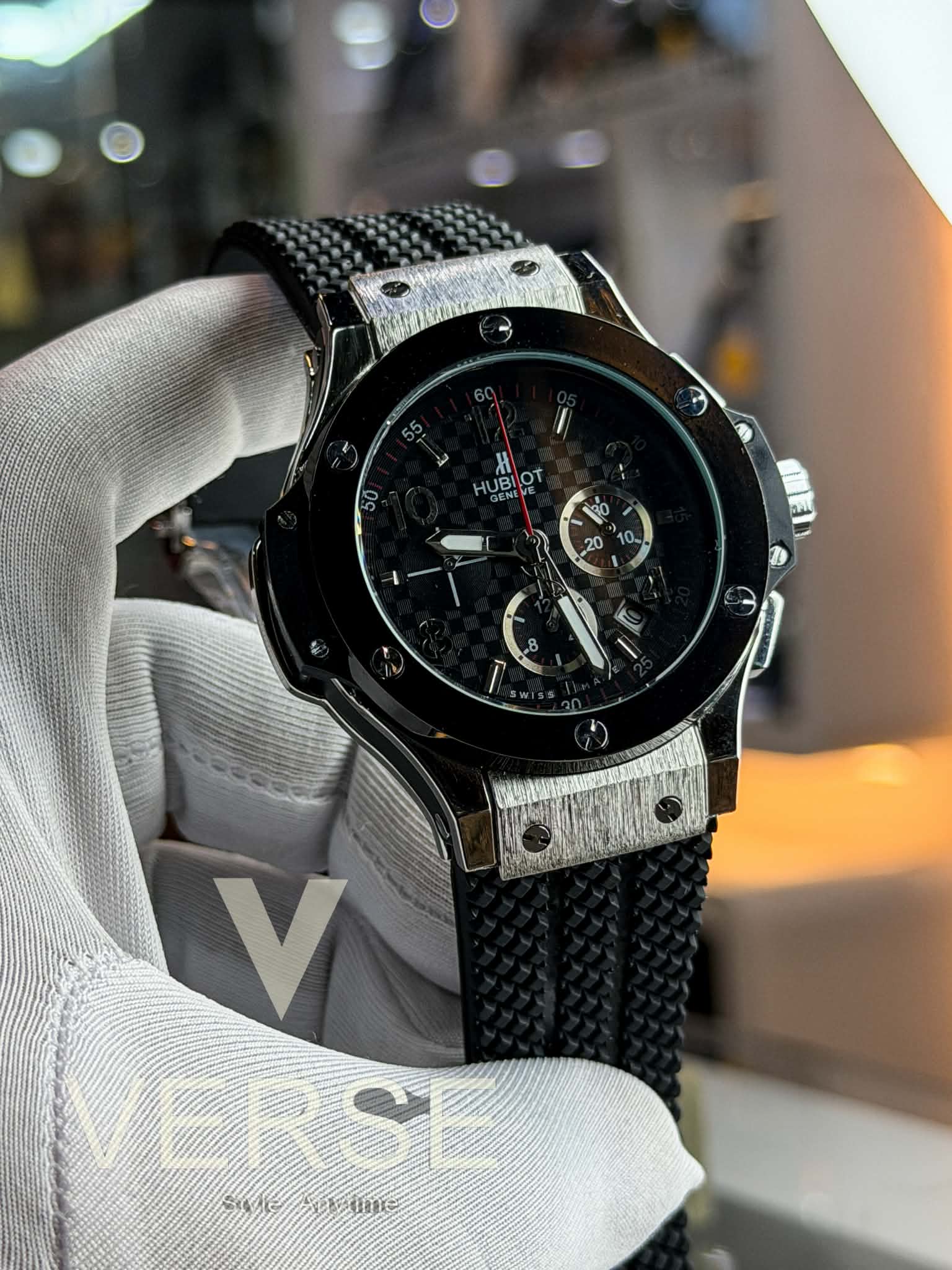 Hublot Big Bang "Tuiga 1909" Chronograph | Carbon Black Dial Black Silicone Strap - ( Double A ) - VERSE - 