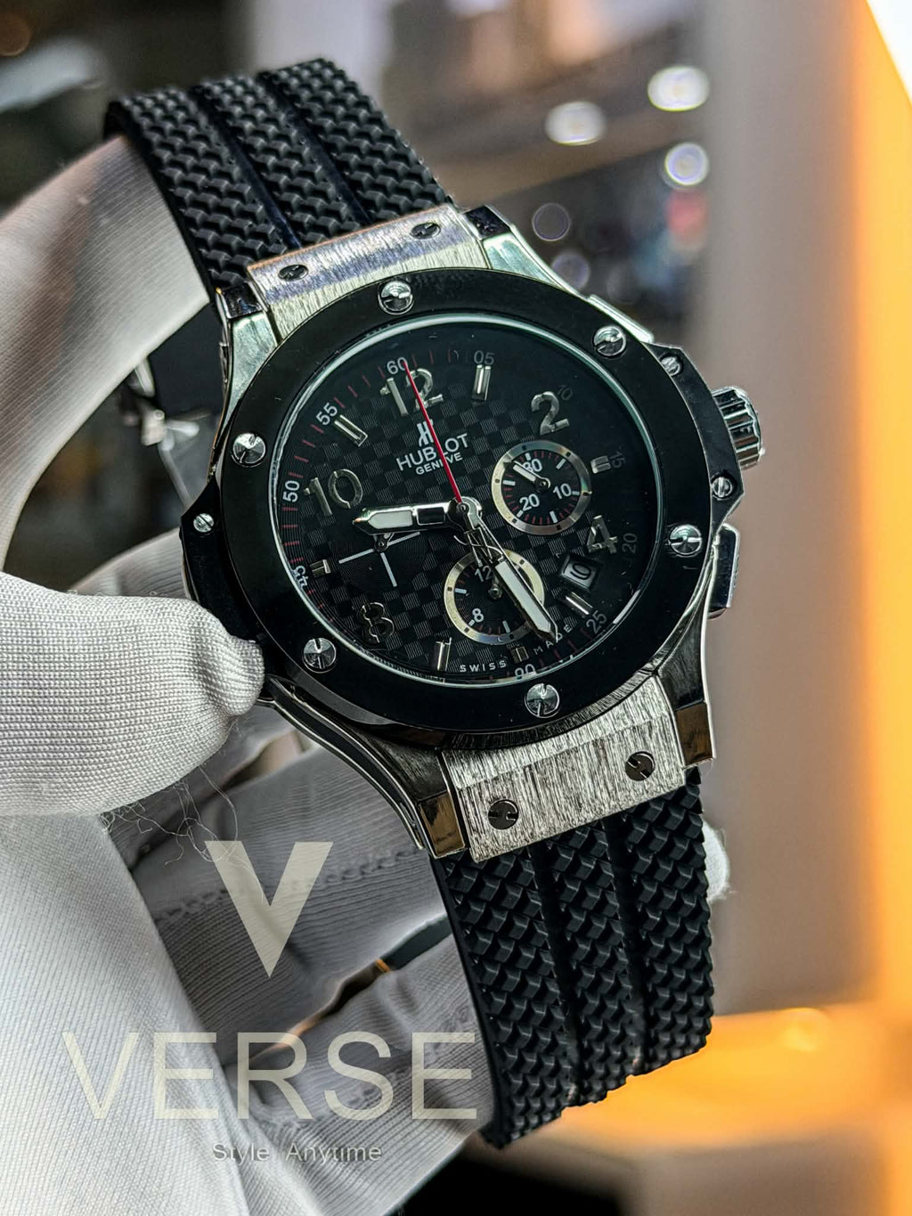 Hublot Big Bang "Tuiga 1909" Chronograph | Carbon Black Dial Black Silicone Strap - ( Double A ) - VERSE - 