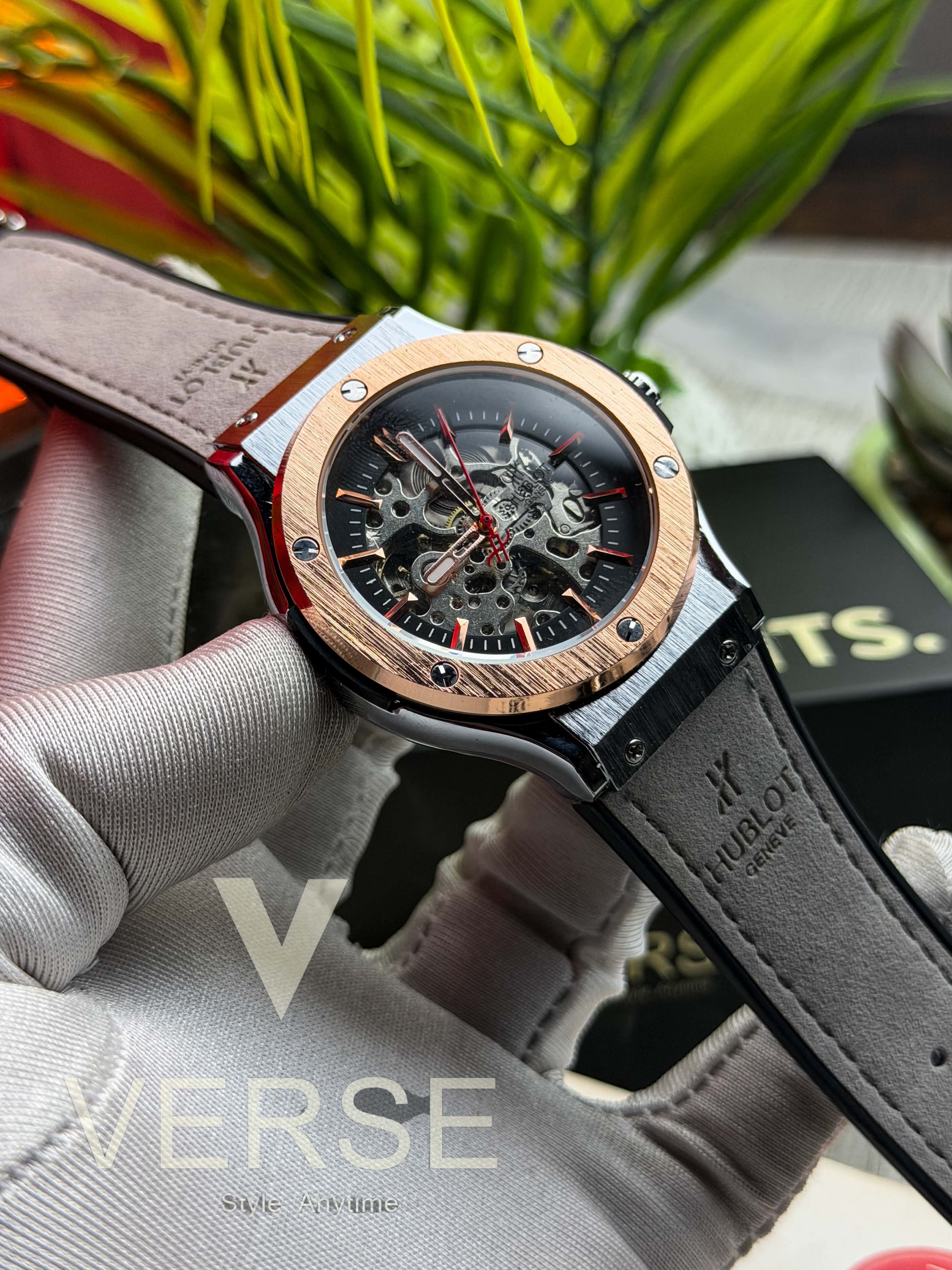 Hublot CF Automatic | Grey Belt Silver Case RG Bezel - ( Double A ) - VERSE -