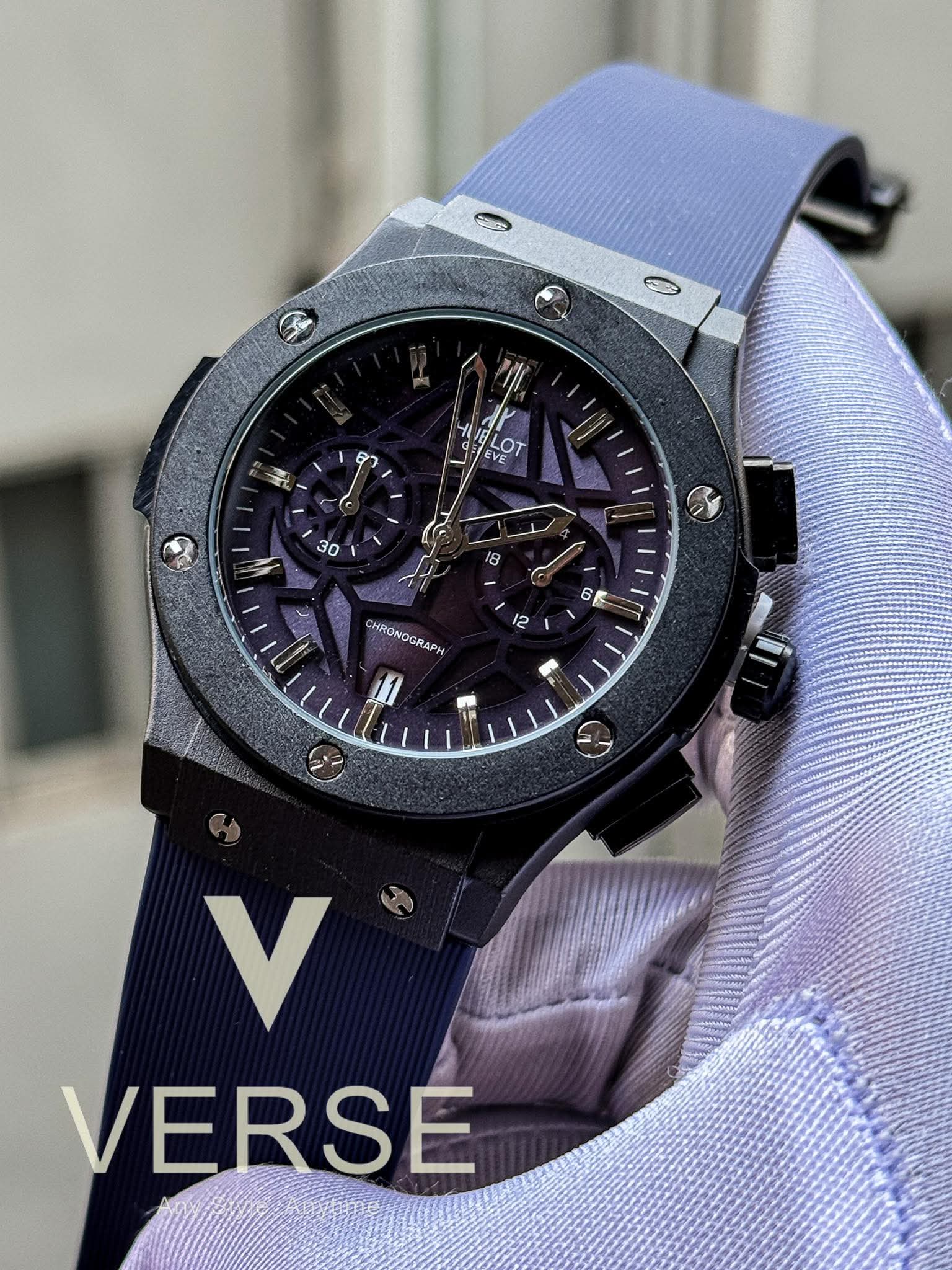 Hublot CF Chronograph | Blurple Spider Dial - Strap ( Silicone ) - ( Double A ) - VERSE - 