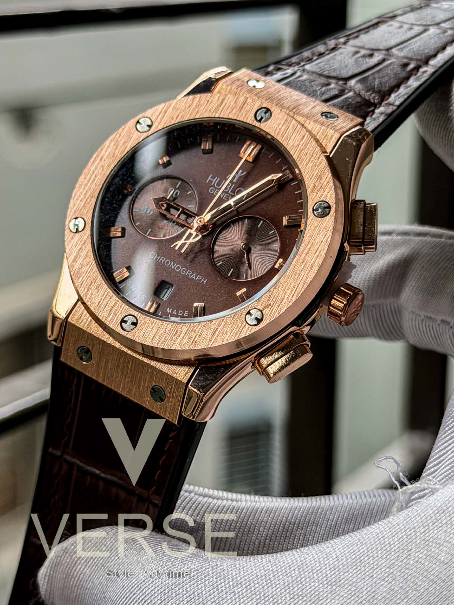 Hublot CF Chronograph V2 | Brown Dial RoseGold Case Brown Leather - ( Double A ) - VERSE -