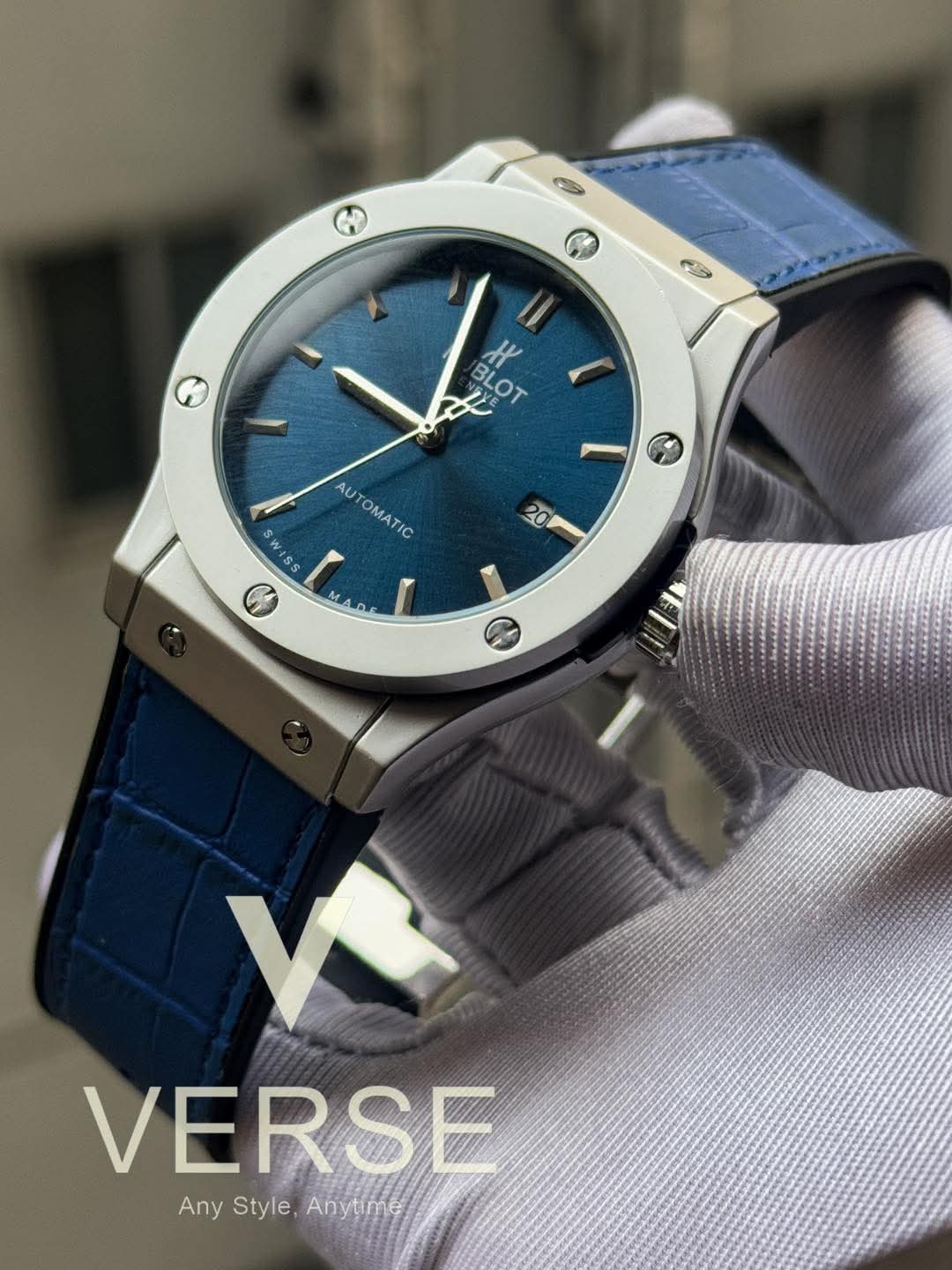 Hublot Classic Fusion Automatic - Blue Croc Leather Blue Dial ( Double A ) - VERSE - 