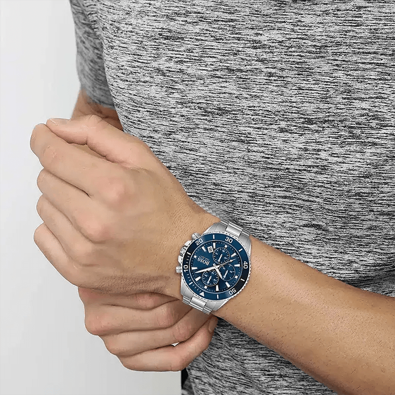 Hugo Boss Admiral Chronograph Blue Dial Stainless Steel Men's 100M Watch | Hugo Boss 1513907 - VERSE -
