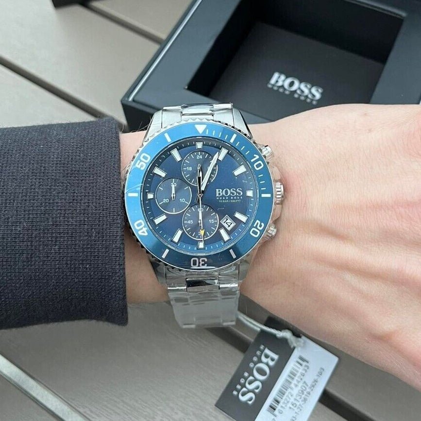 Hugo Boss Admiral Chronograph Blue Dial Stainless Steel Men's 100M Watch | Hugo Boss 1513907 - VERSE -