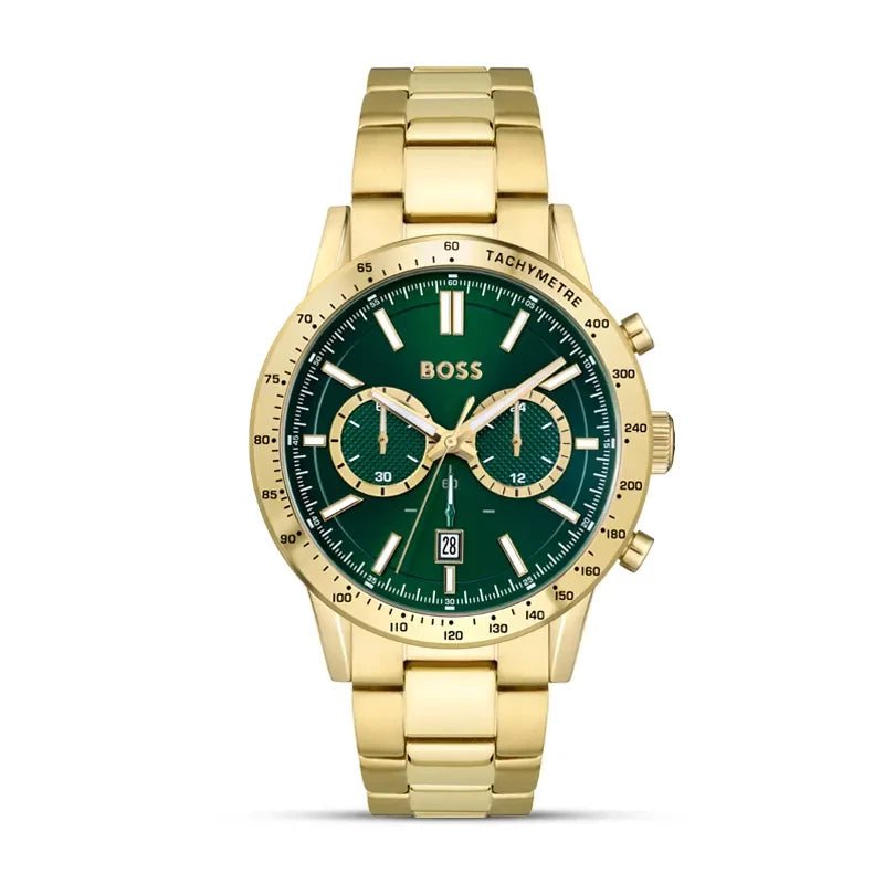 Hugo Boss Allure Chronograph Green Dial Yellow Gold Stainless Steel Men's Watch | Hugo Boss 1513923 - VERSE -