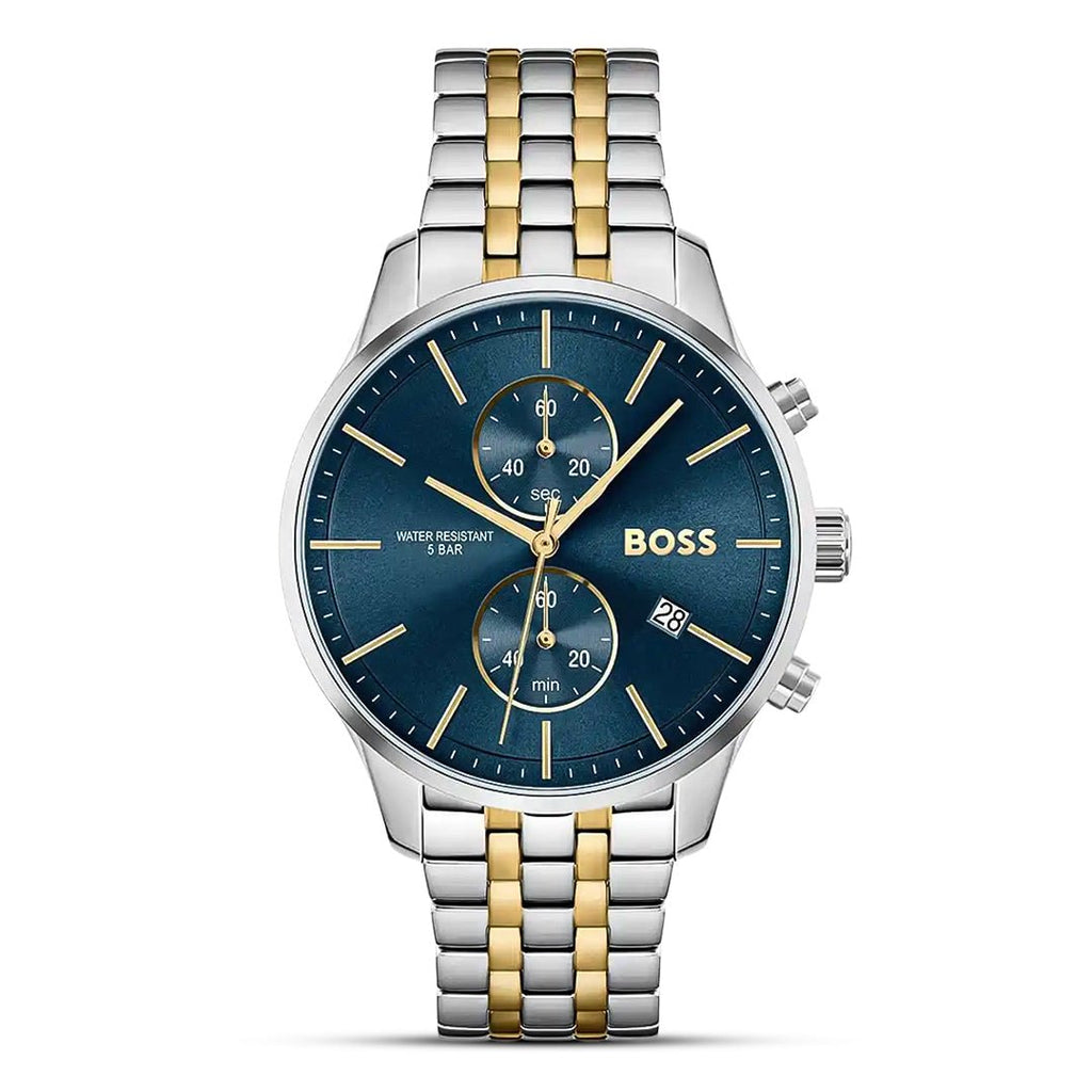 Hugo Boss Associate Chronograph Navy Blue Dial Two-Tone Stainless Steel Men's Watch | Hugo Boss 1513976 - VERSE -