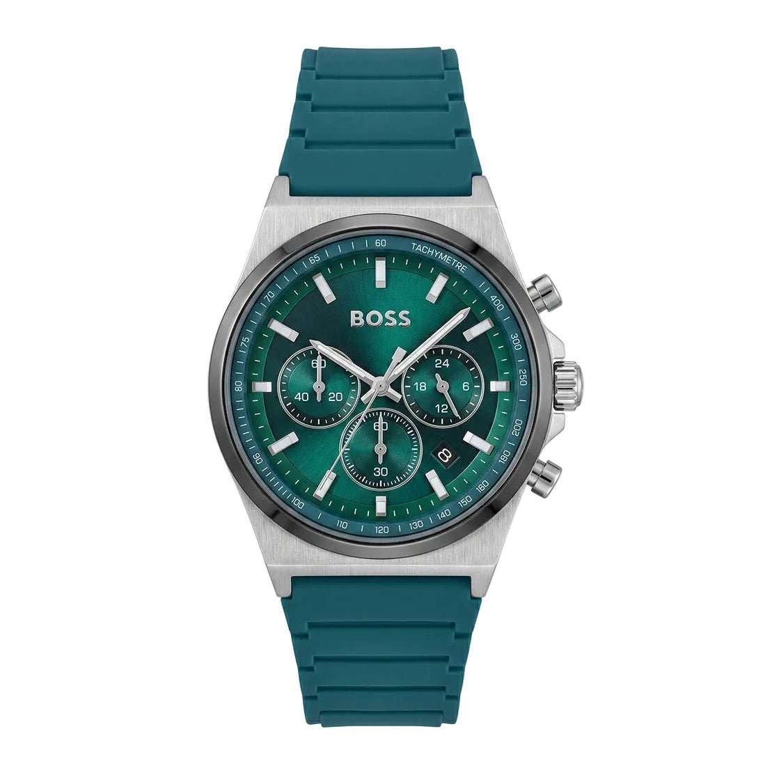 Hugo Boss Candor Chronograph | Teal Green Dial Teal Green Silicone Strap - ( Double A ) - VERSE -