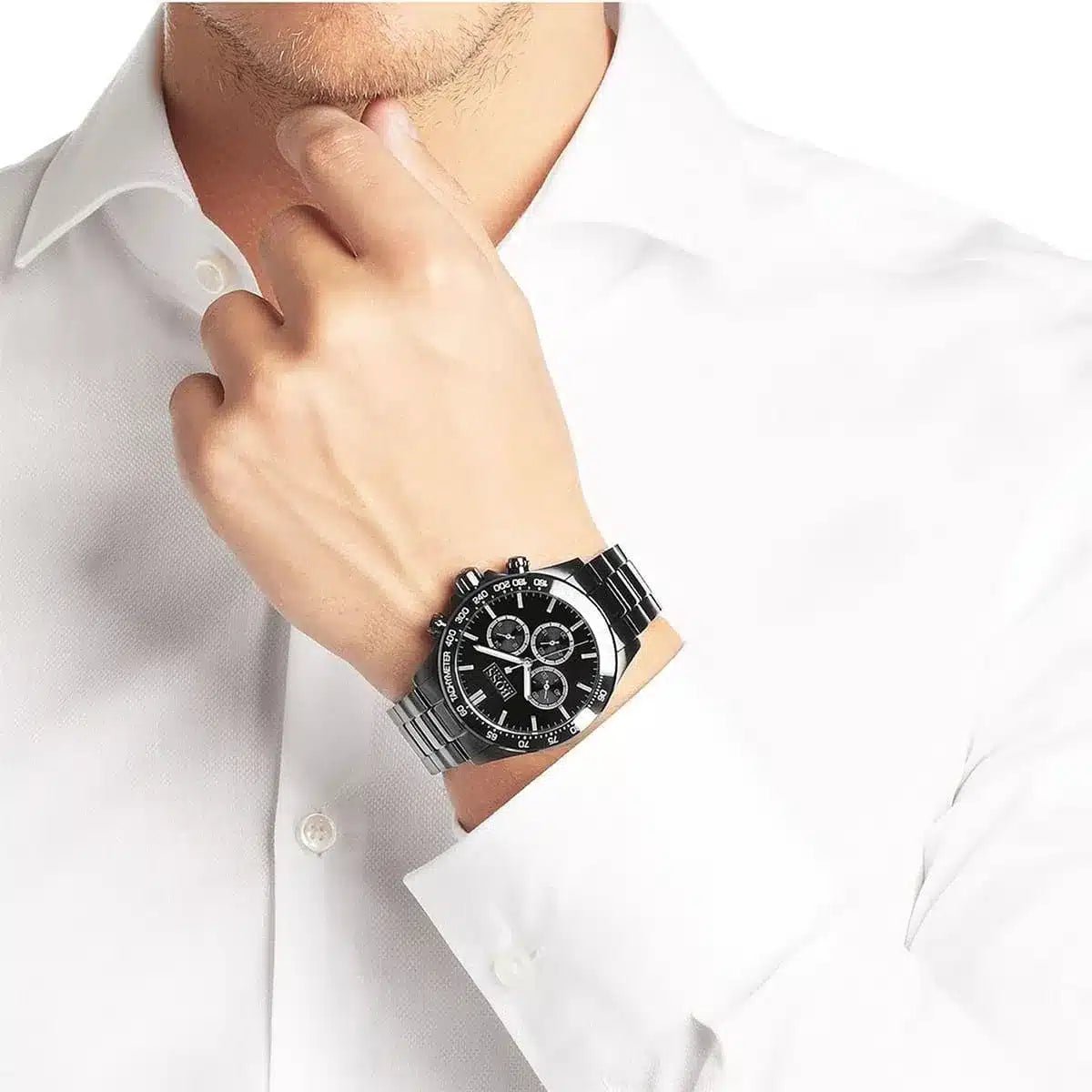 Hugo Boss Ikon Chronograph Black Dial Black Stainless Steel Men's 100M Watch | Hugo Boss 1512961 - VERSE -