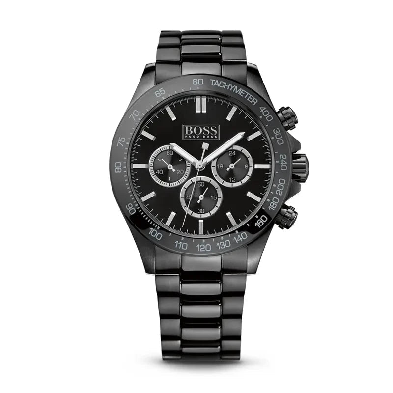 Hugo Boss Ikon Chronograph Black Dial Black Stainless Steel Men's 100M Watch | Hugo Boss 1512961 - VERSE -