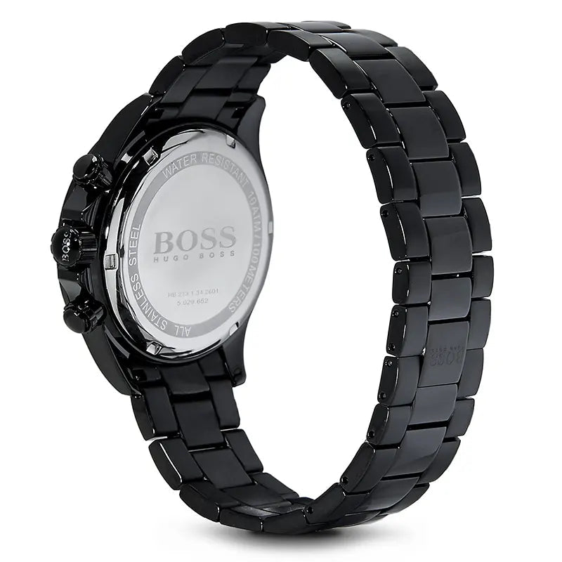 Hugo Boss Ikon Chronograph Black Dial Black Stainless Steel Men's 100M Watch | Hugo Boss 1512961 - VERSE -