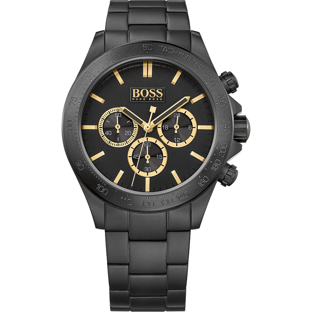 Hugo Boss Ikon Chronograph Black Dial Black Stainless Steel Men's Watch | Hugo Boss 1513278 - VERSE -
