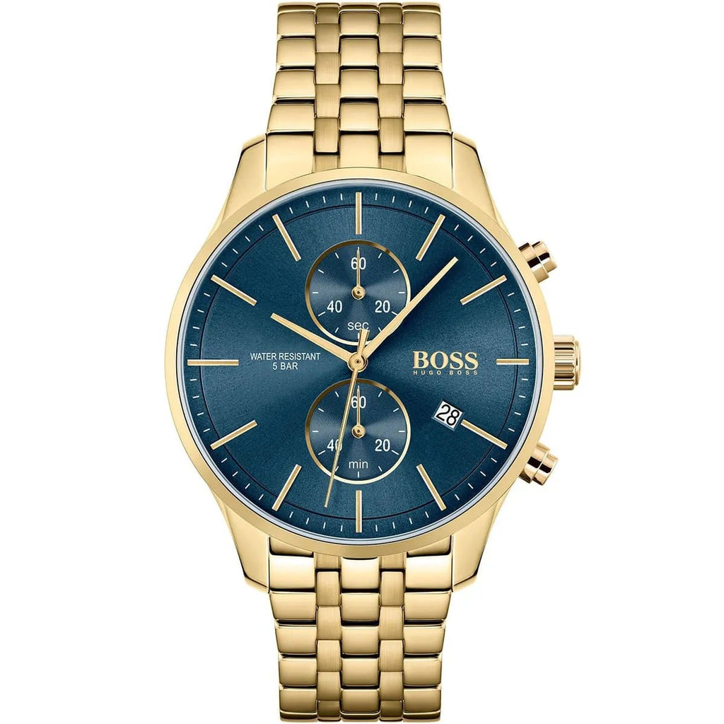 Hugo Boss Ikon Chronograph Deep Navy Blue Dial Stainless Steel Men's 100M Watch | Hugo Boss 1512963 - VERSE -