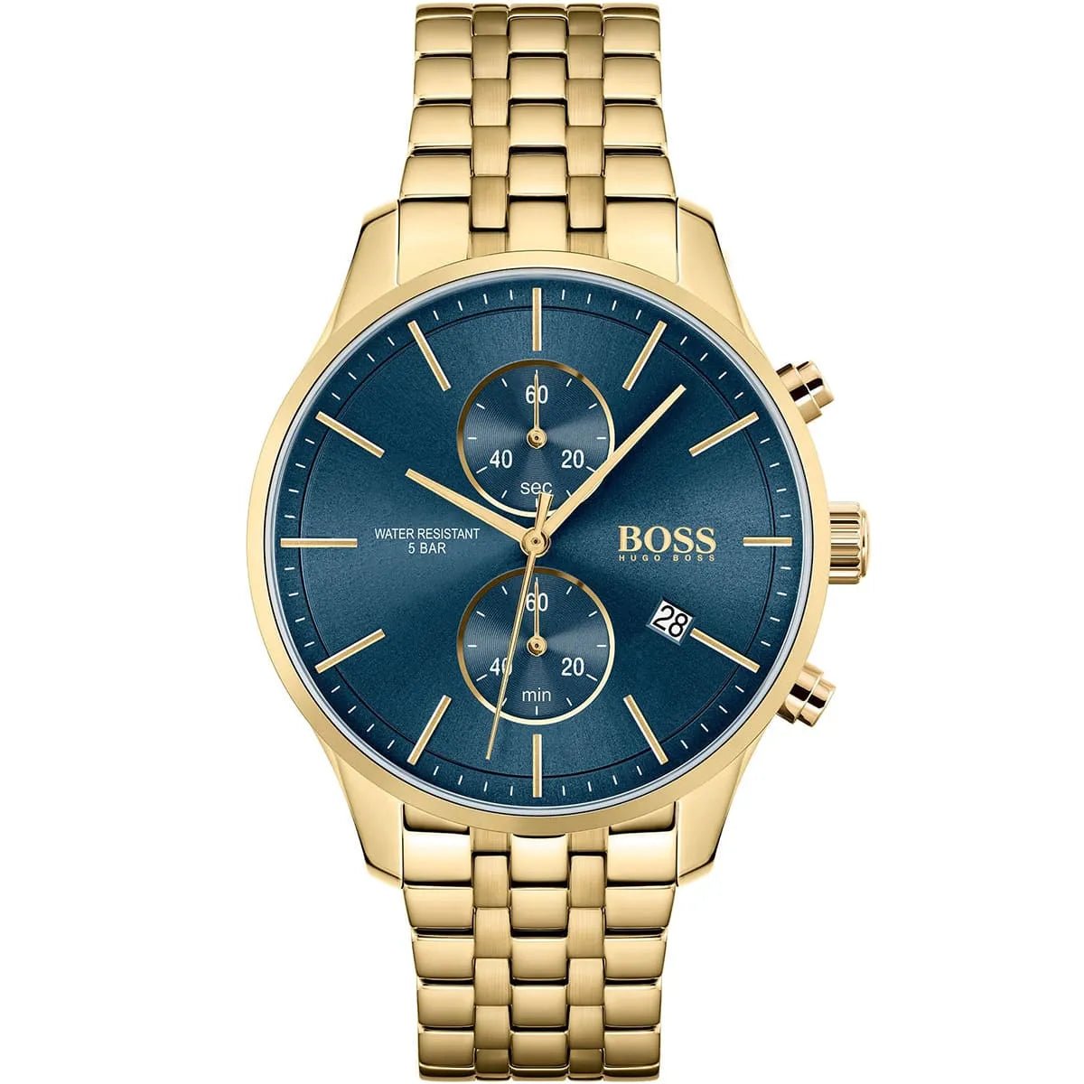 Hugo Boss Ikon Chronograph Deep Navy Blue Dial Stainless Steel Men's 100M Watch | Hugo Boss 1512963 - VERSE -