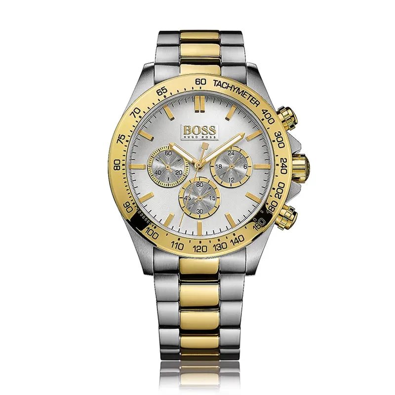 Hugo Boss Ikon Chronograph Two-Tone Silver Dial Stainless Steel Men's 100M Watch | Hugo Boss 1512960 - VERSE -