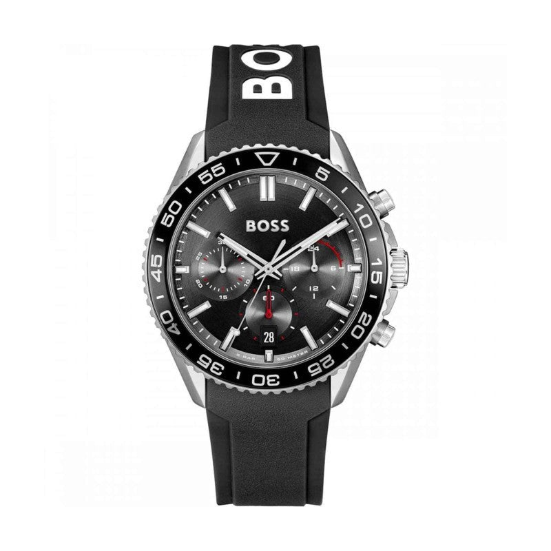 Hugo Boss Runner Chronograph Black Dial Black Silicone Men's Watch | Hugo Boss 1514141 - VERSE -