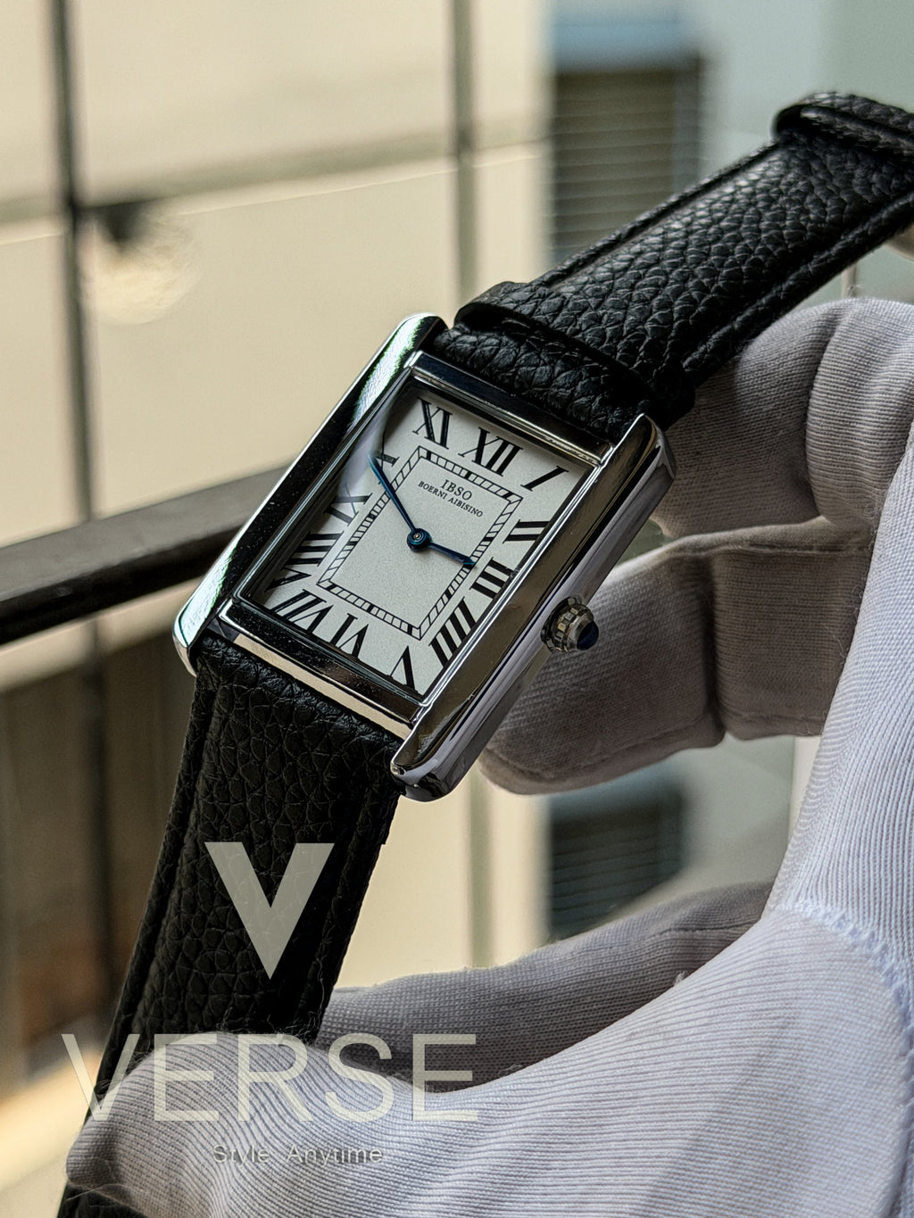 IBSO Boerni Aibisino Tank Black Leather Men's Watch S1338G - VERSE - 