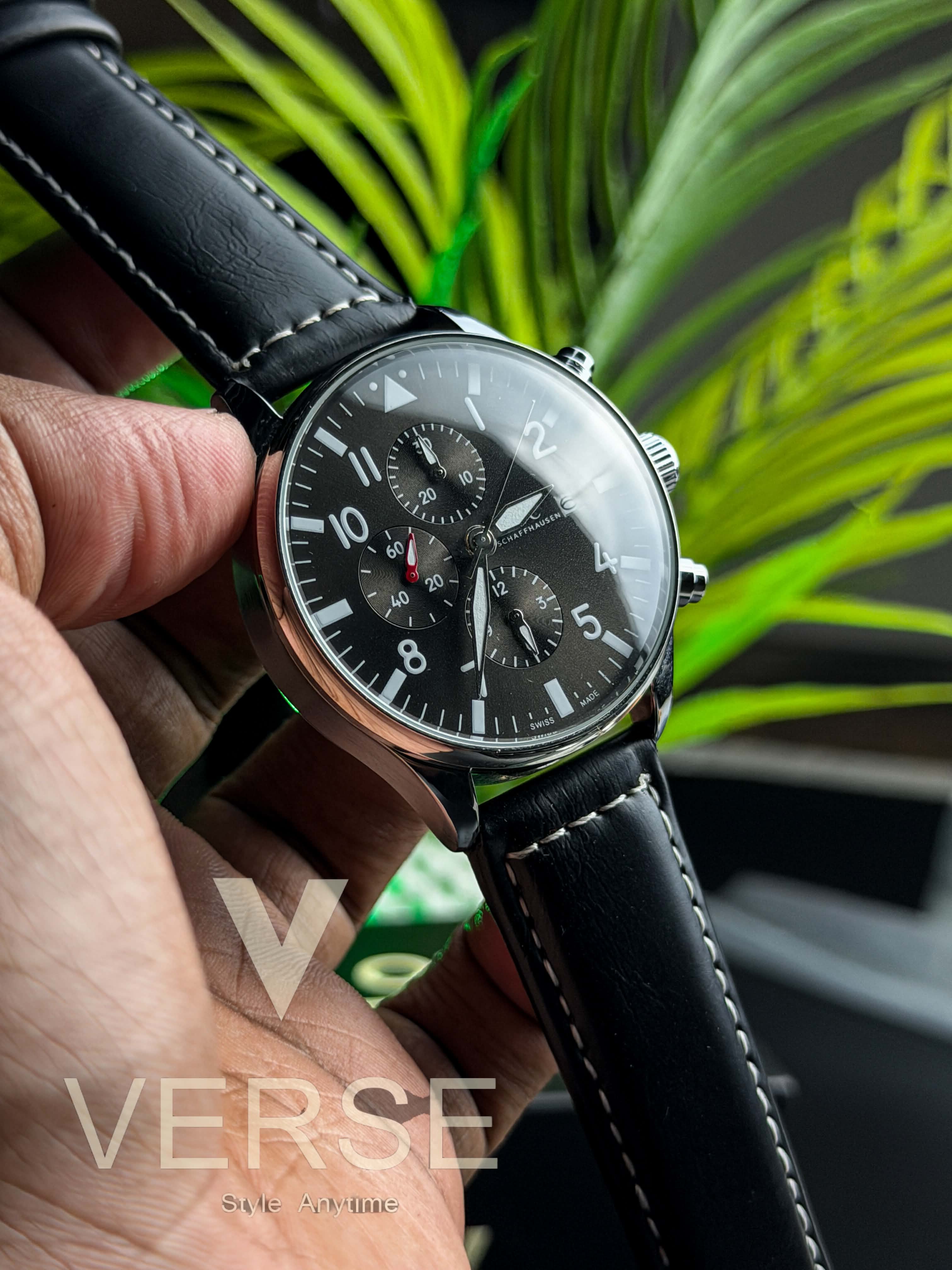 IWC Schaffhausen Pilot's Watch Chronograph "Le Petit Prince" | Black Dial Black Leather - ( Double A ) - VERSE -