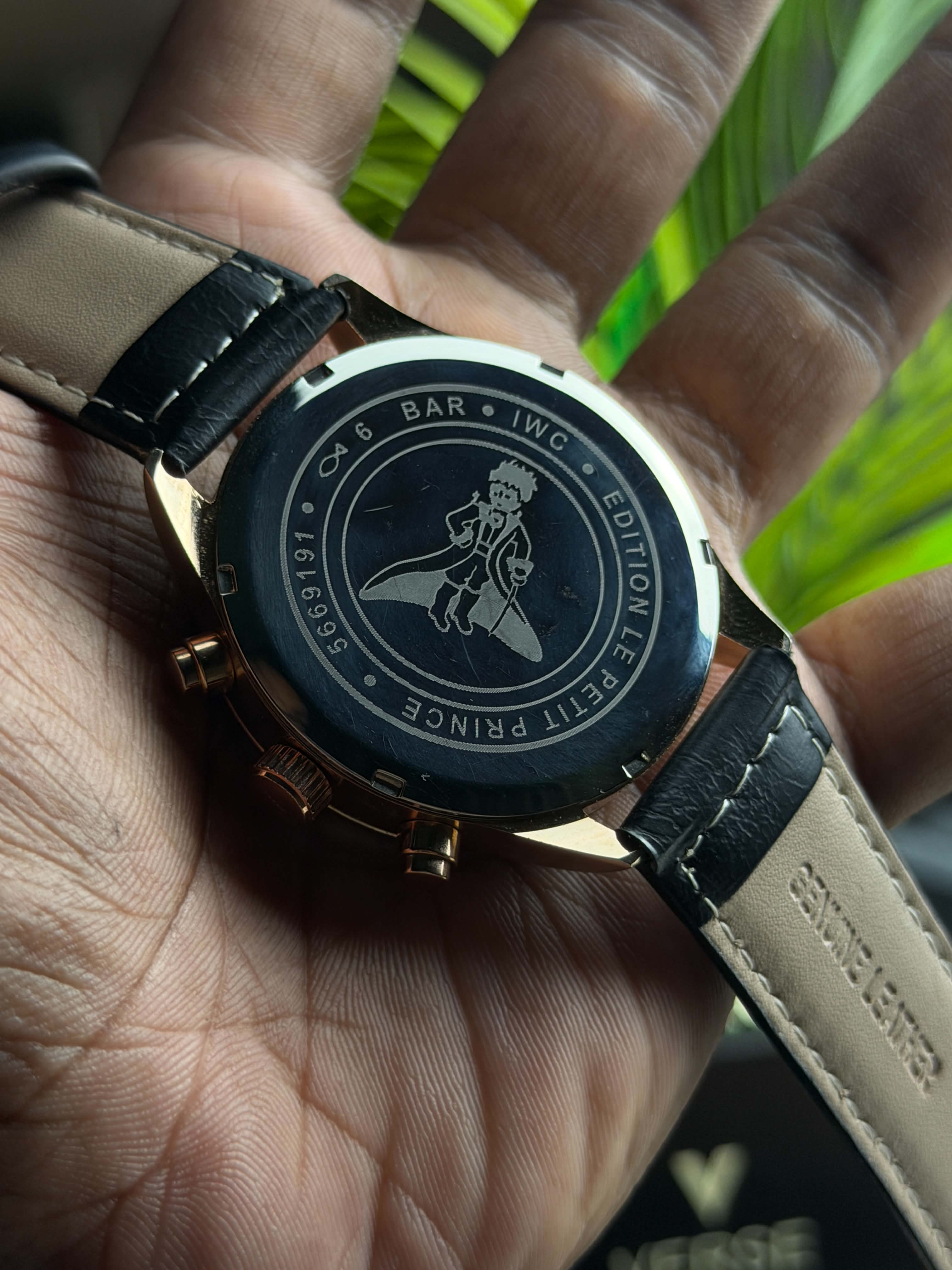IWC Schaffhausen Pilot's Watch Chronograph "Le Petit Prince" | Black Dial Black Leather Rose Gold Case - ( Double A ) - VERSE -